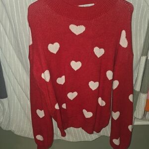 Red Heart Pattern Sweater